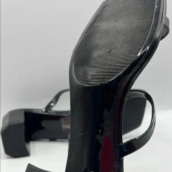 Jeffrey Campbell Sz 7 JAMM-3‎ Jelly Slide Sandal Black Chunky Heel Sandals NEW - Picture 11 of 13